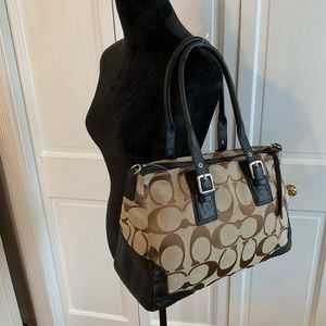 Coach Tan/Black Signature C Shoulder Bag